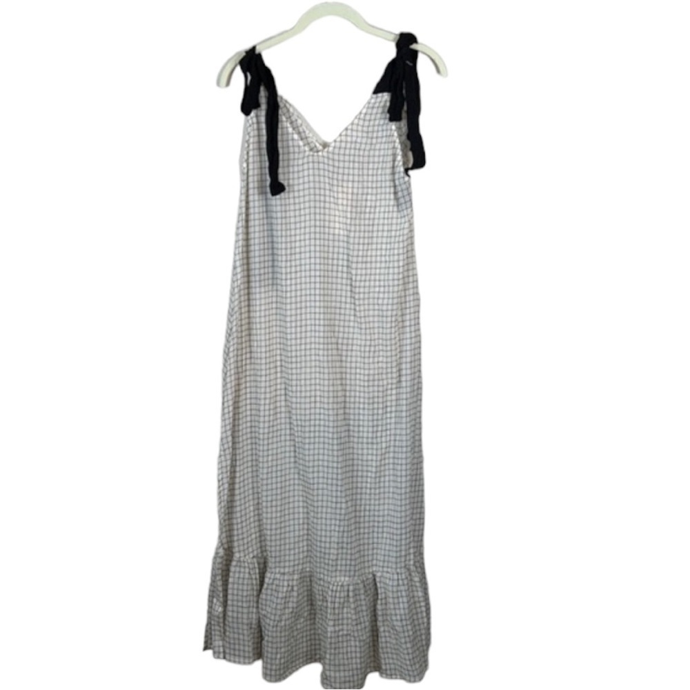 Eberjey Checkered Cream And Black Slit Swim Cover Up Swim Dress Size S